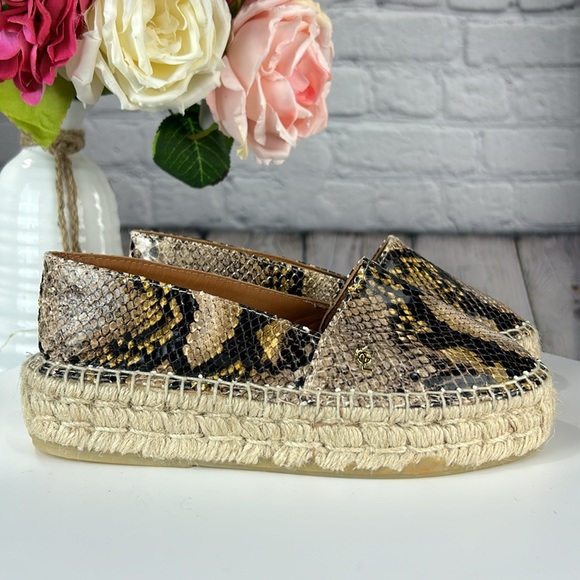 KURT GEIGER LONDON MORELLA Leather Snake Print Slip On Espadrilles - Picture 5 of 17